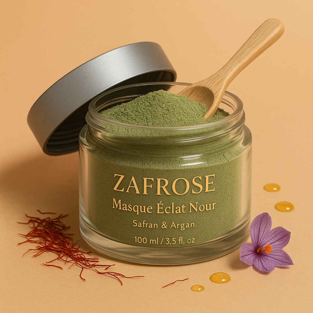 Masque Éclat Nour – Hydratation & Éclat au Safran et Argan